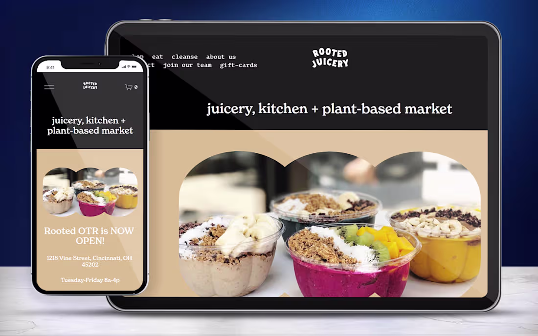 Cover image for Rooted Juicery - Squarespace Design