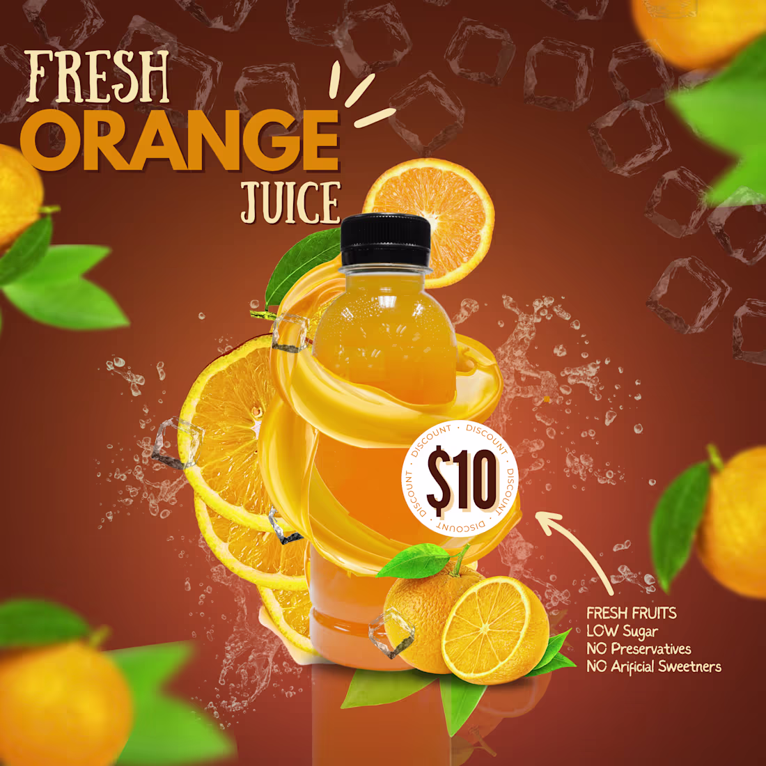 Cover image for Orange Juice Ad Graphics for Beverage Startup