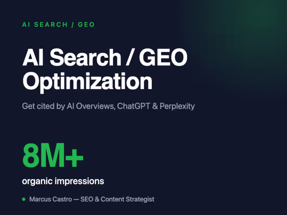 Cover image for AI Search / GEO Optimization: Get Cited by AI Overviews & ChatGP