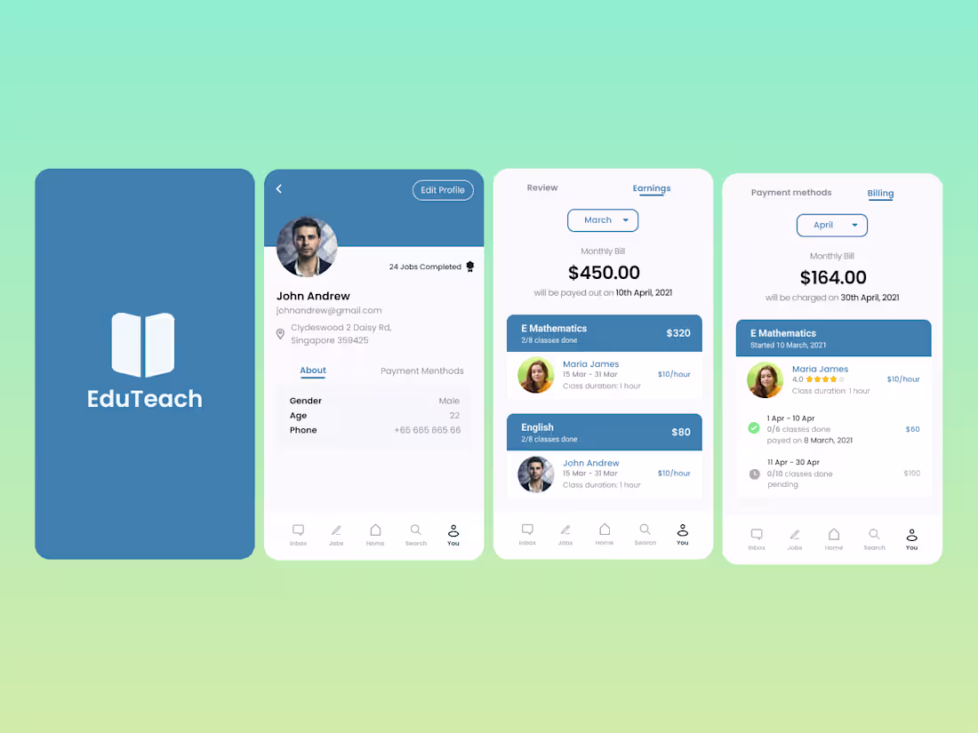Cover image for UI Design for EduTeach Mobile App