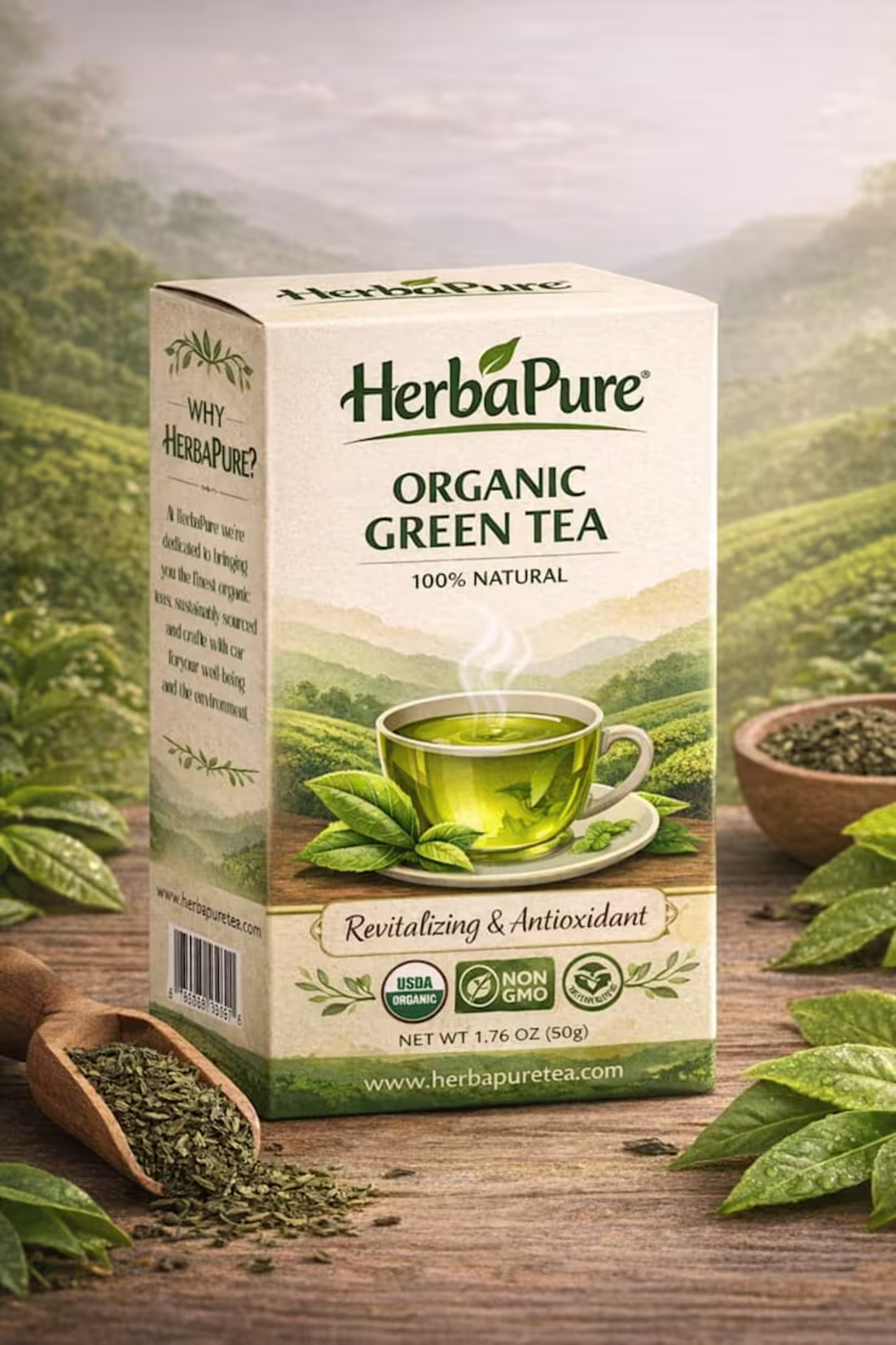 Cover image for HerbaPure Organic Green Tea Packaging