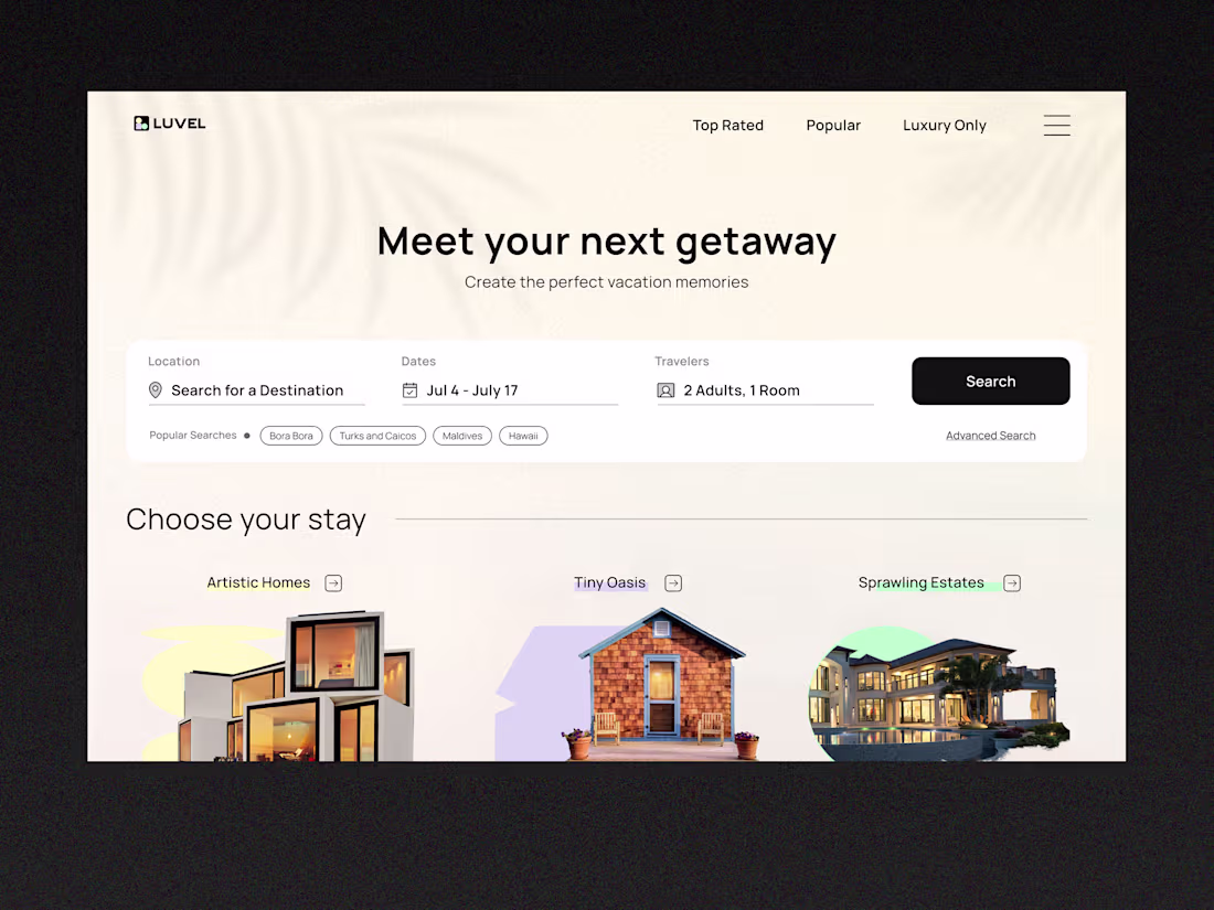 Cover image for Luvel Luxury Travel Booking Platform Concept