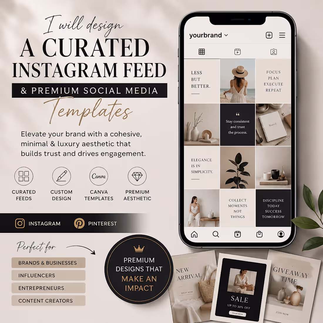 Cover image for  curated instagram feed and premium social media post template