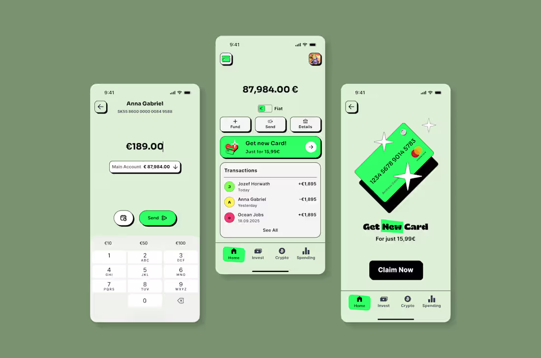 Cover image for Modern mobile banking app design in neo-brutalism.