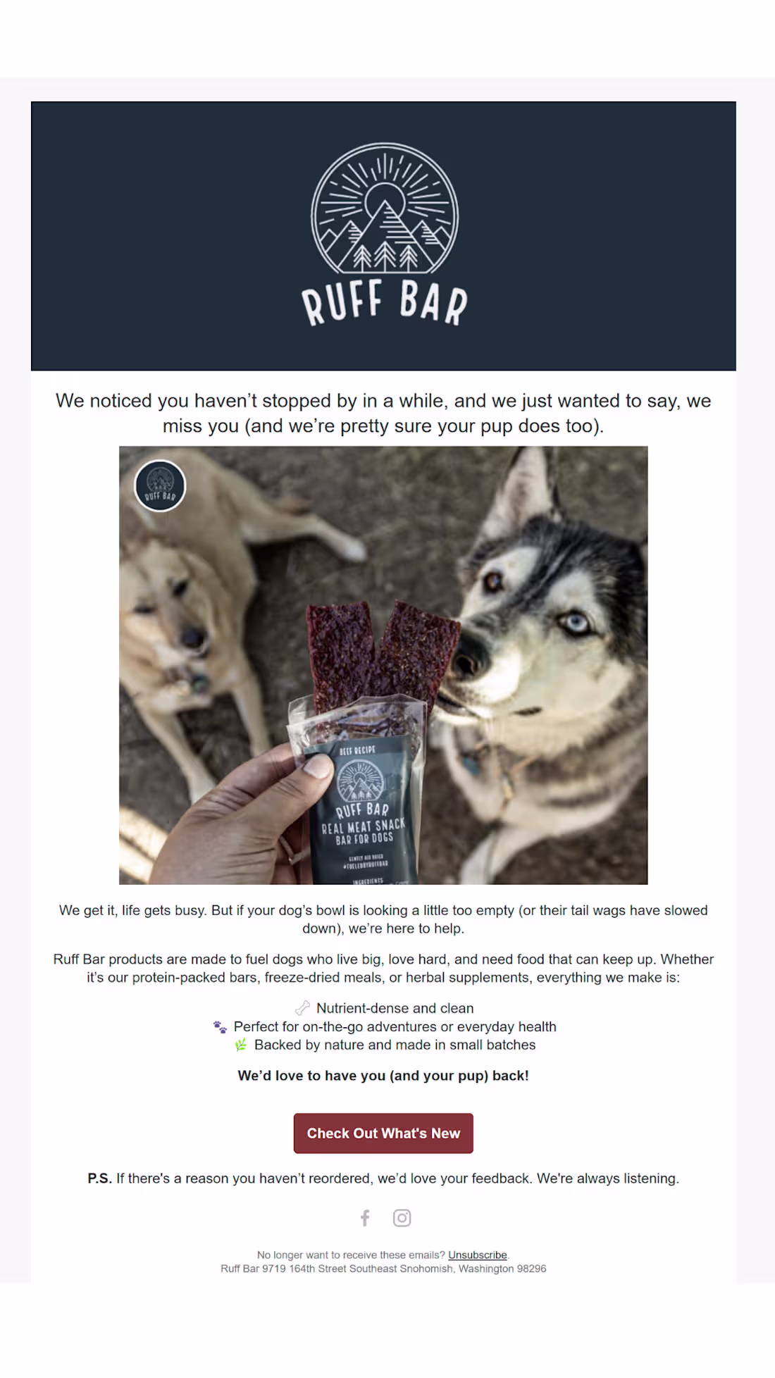 Cover image for Ruff Bar Winback Email