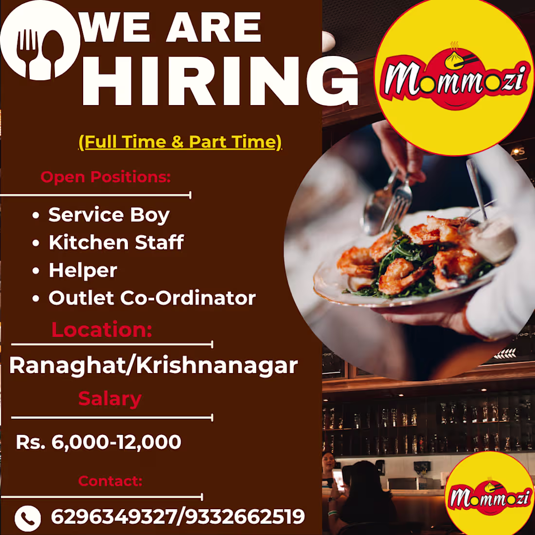 Cover image for :Restaurant hiring poster design created