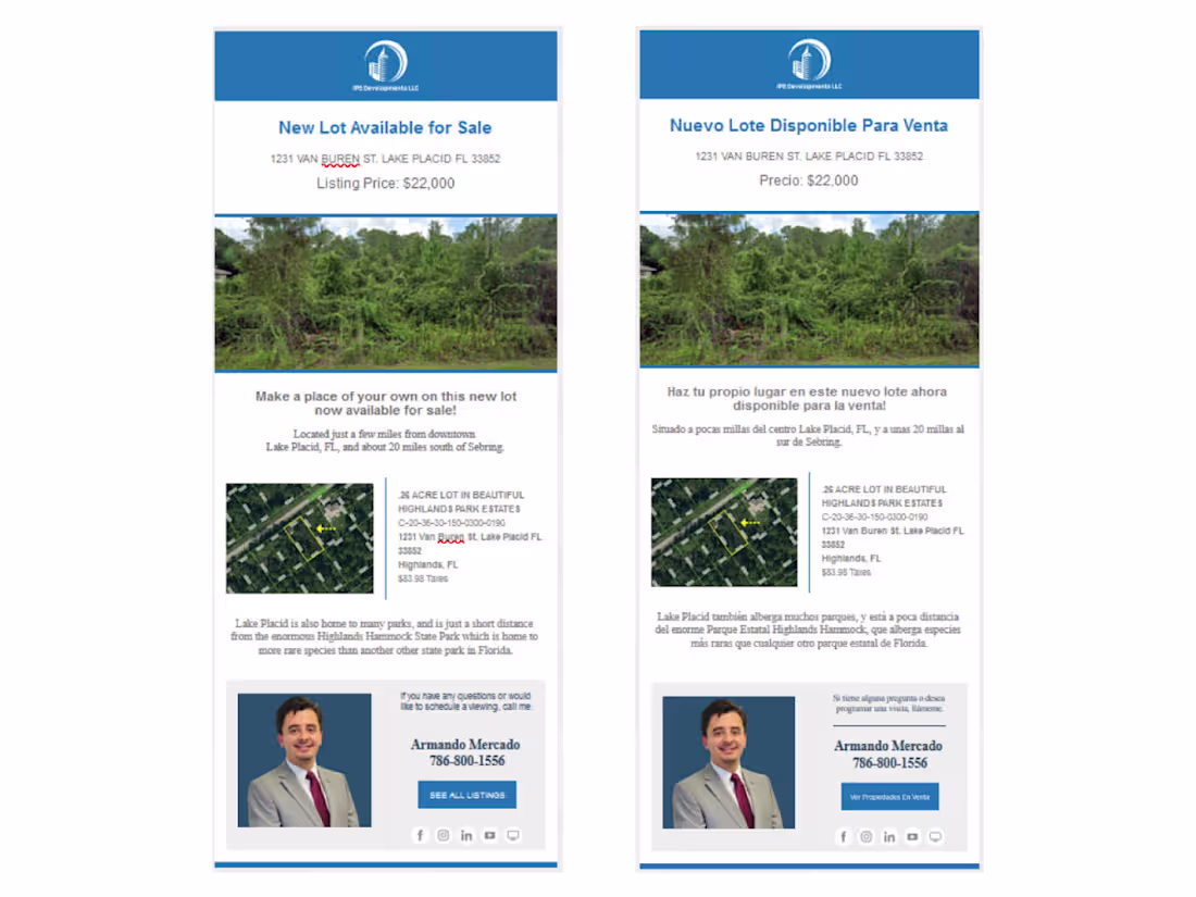 Cover image for Real Estate English and Spanish Newsletter