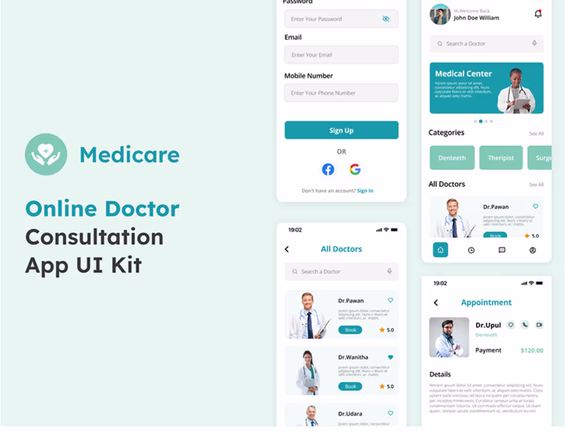 Cover image for 🩺 Medicare – Online Doctor Consultation App UI Kit