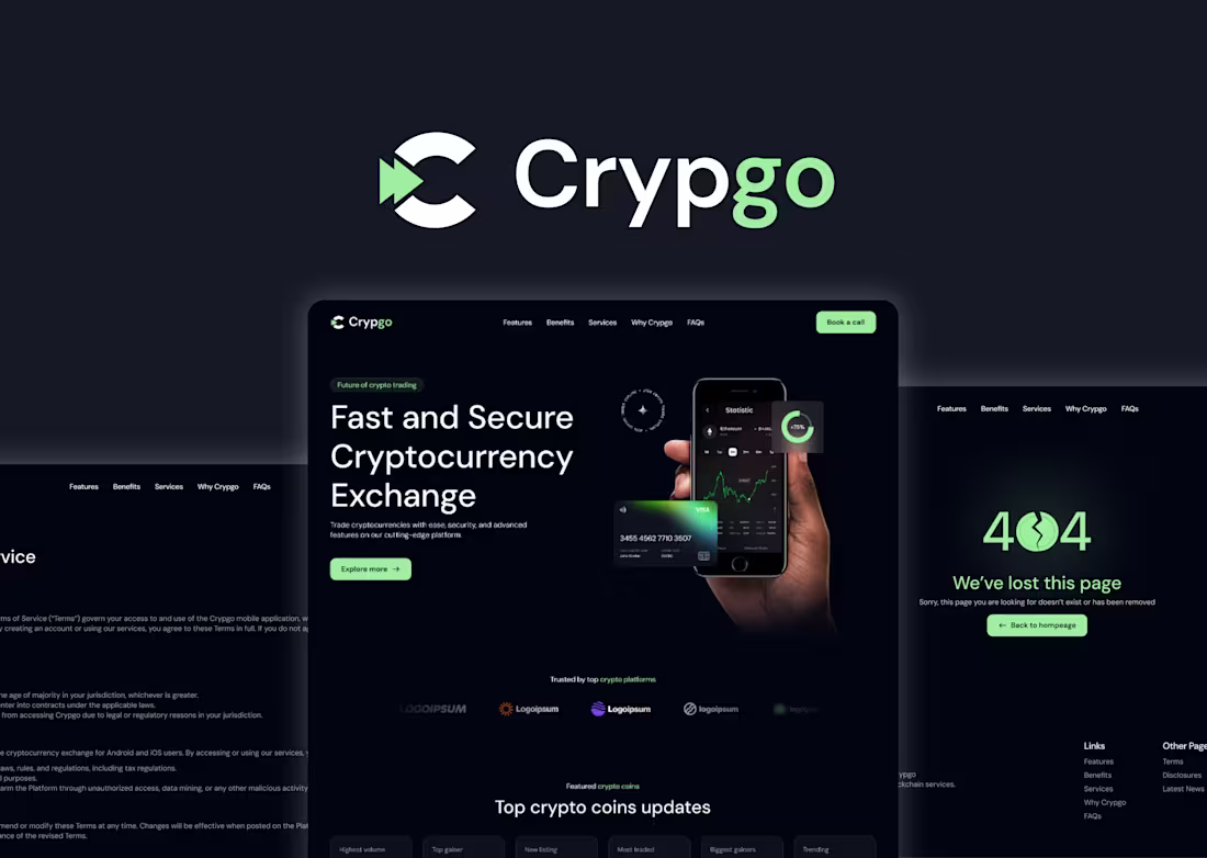 Cover image for Just wrapped up a UI/UX design project for Crypgo a futurist...