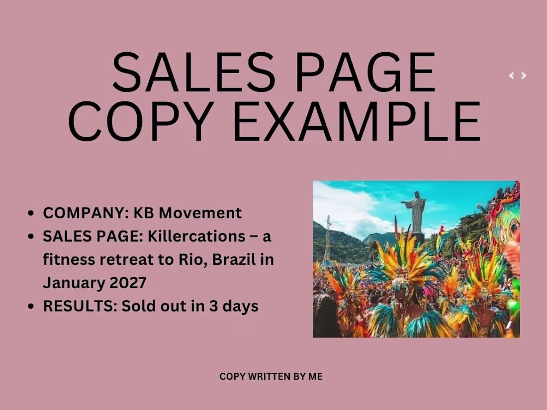 Cover image for A fitness retreat Sales page