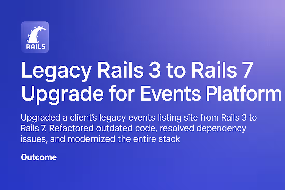 Cover image for Legacy Rails 3 to Rails 7 Upgrade for Events Platform