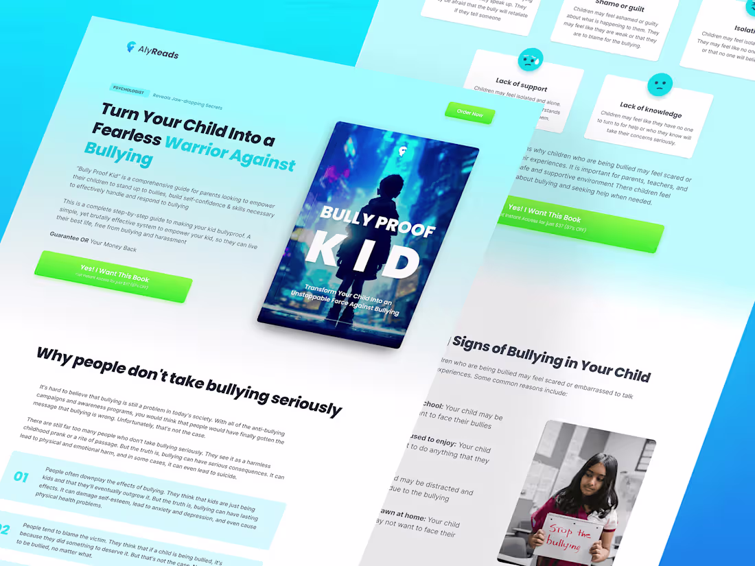 Cover image for Bully Proof Kid Landing Page