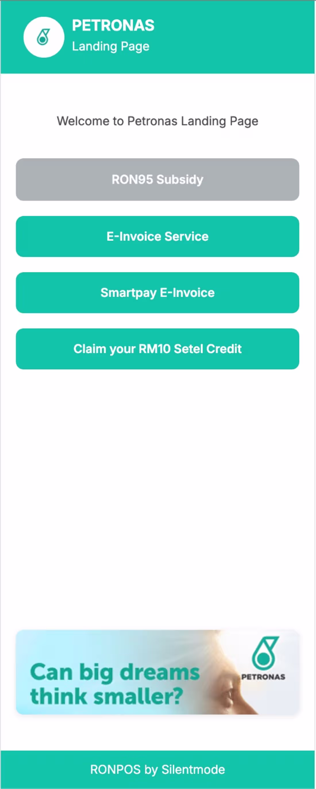 Cover image for Customer Landing Page - PETRONAS