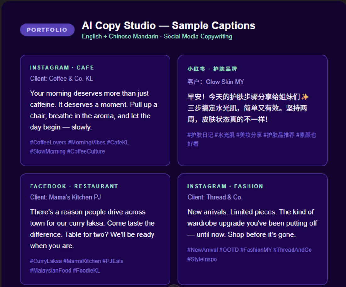 Cover image for Sample Captions for Social Media