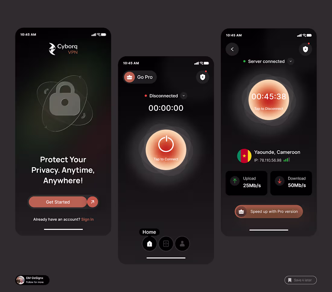 Cover image for Cyborq VPN Mobile App UI