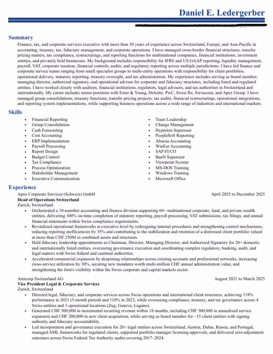 Cover image for Transformed an executive CV into