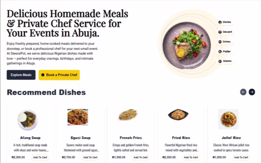 Cover image for STEEZEPOT – FOOD DELIVERY & CATERING WEB APP