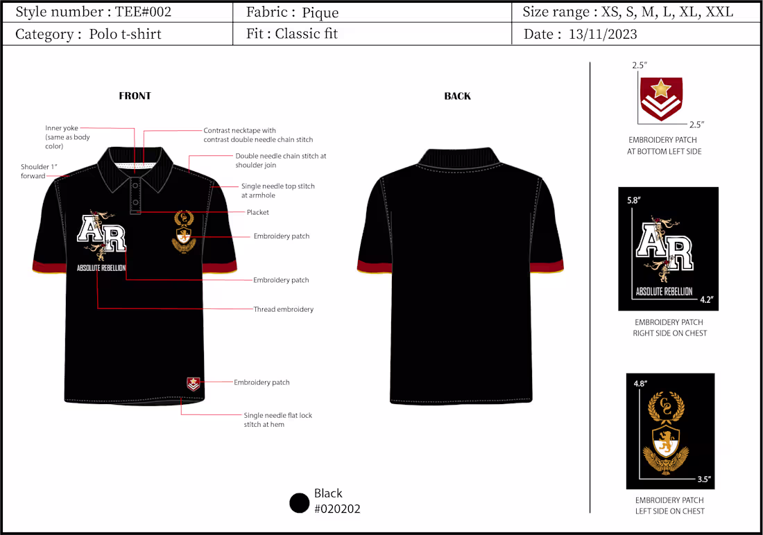Cover image for GARMENT SPEC SHEETS