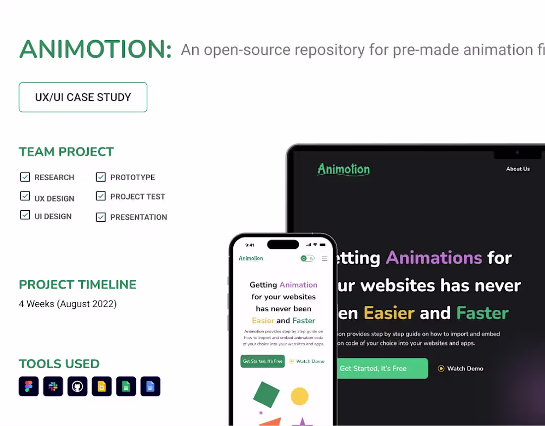 Cover image for Animotion - Animation Library UX/UI Case Study