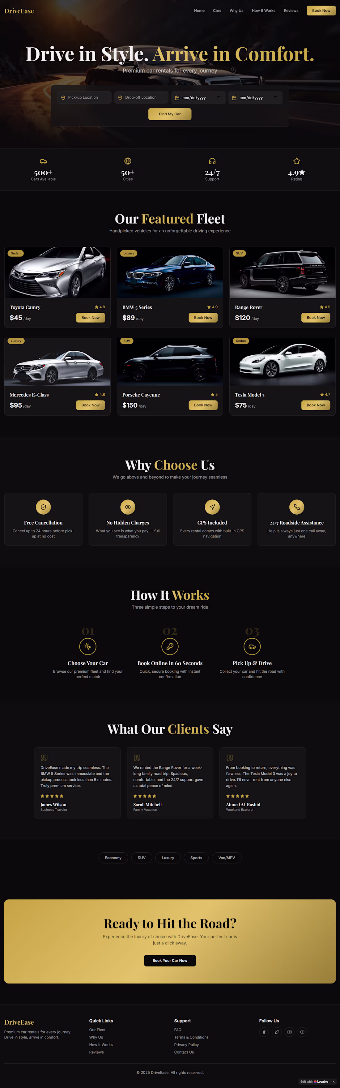 Cover image for DriveEase — Premium Car Rental