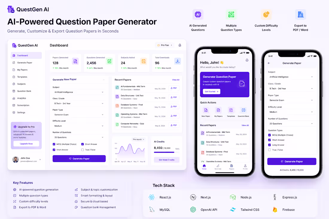 Cover image for AI-Powered SaaS: Instant Smart Question Paper Generation