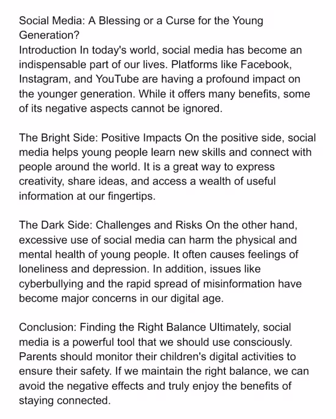 Cover image for Social Media: A Blessing or a Curse for the Young Generation?