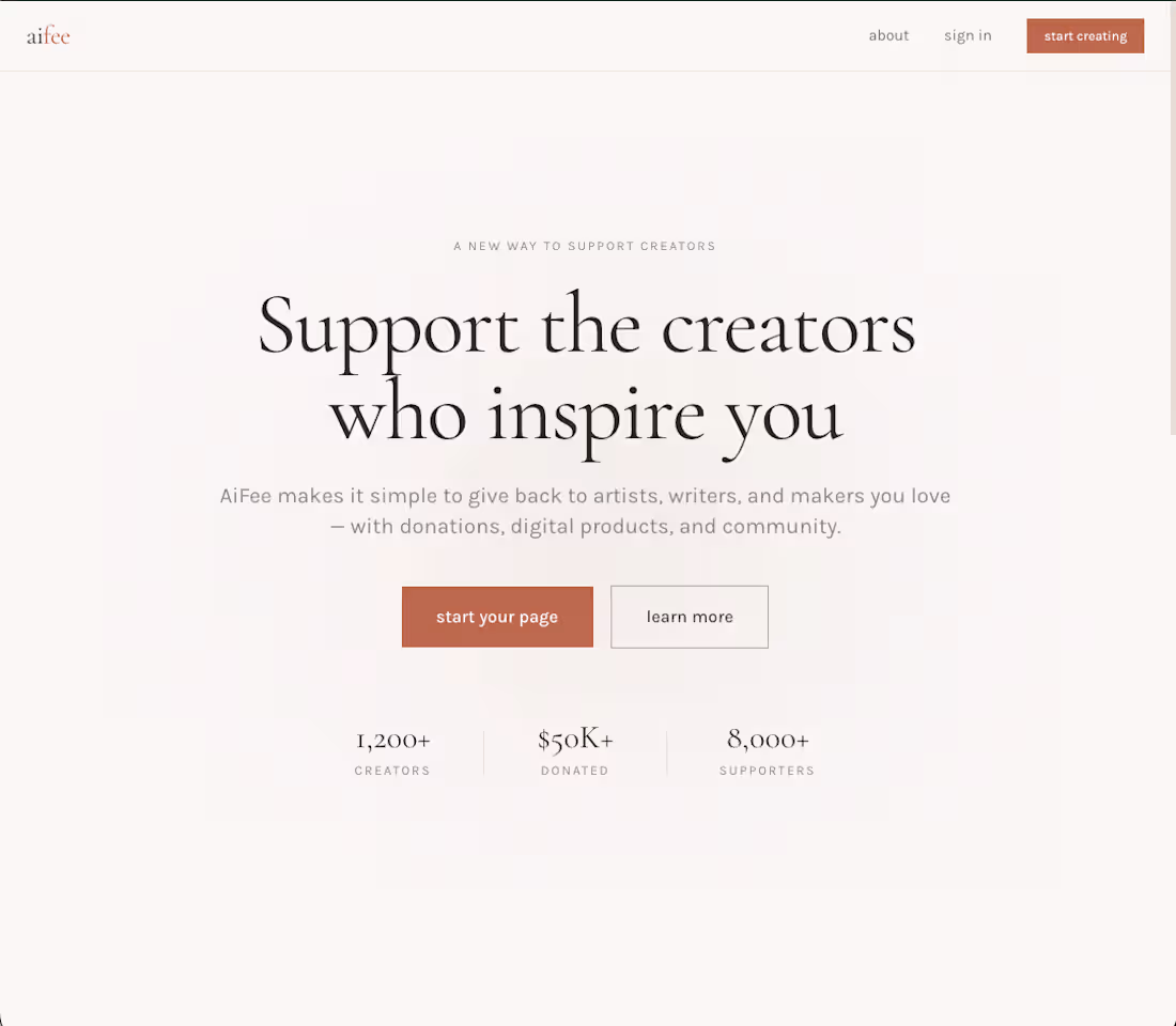 Cover image for AiFee
A creator donation and product
