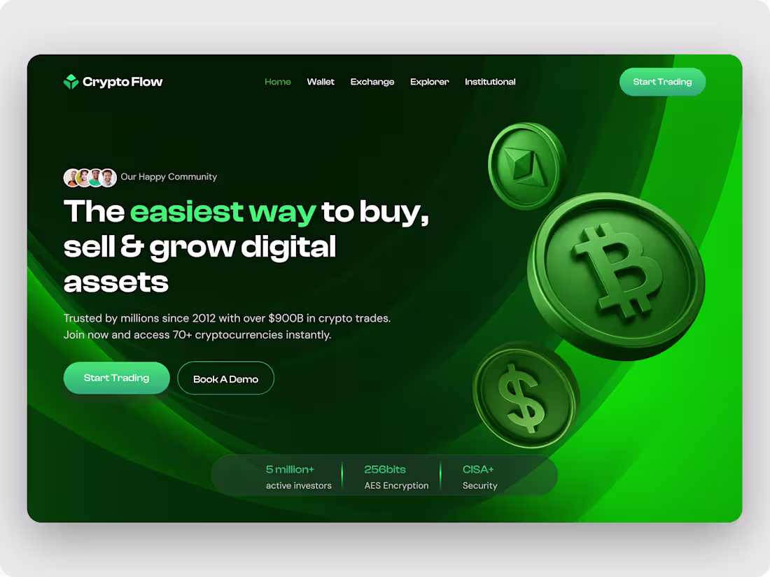 Cover image for Crypto SaaS Landing Page Exploration

Focused