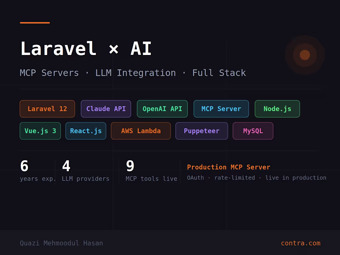 Cover image for Laravel + Claude/OpenAI API Integration & MCP Development
