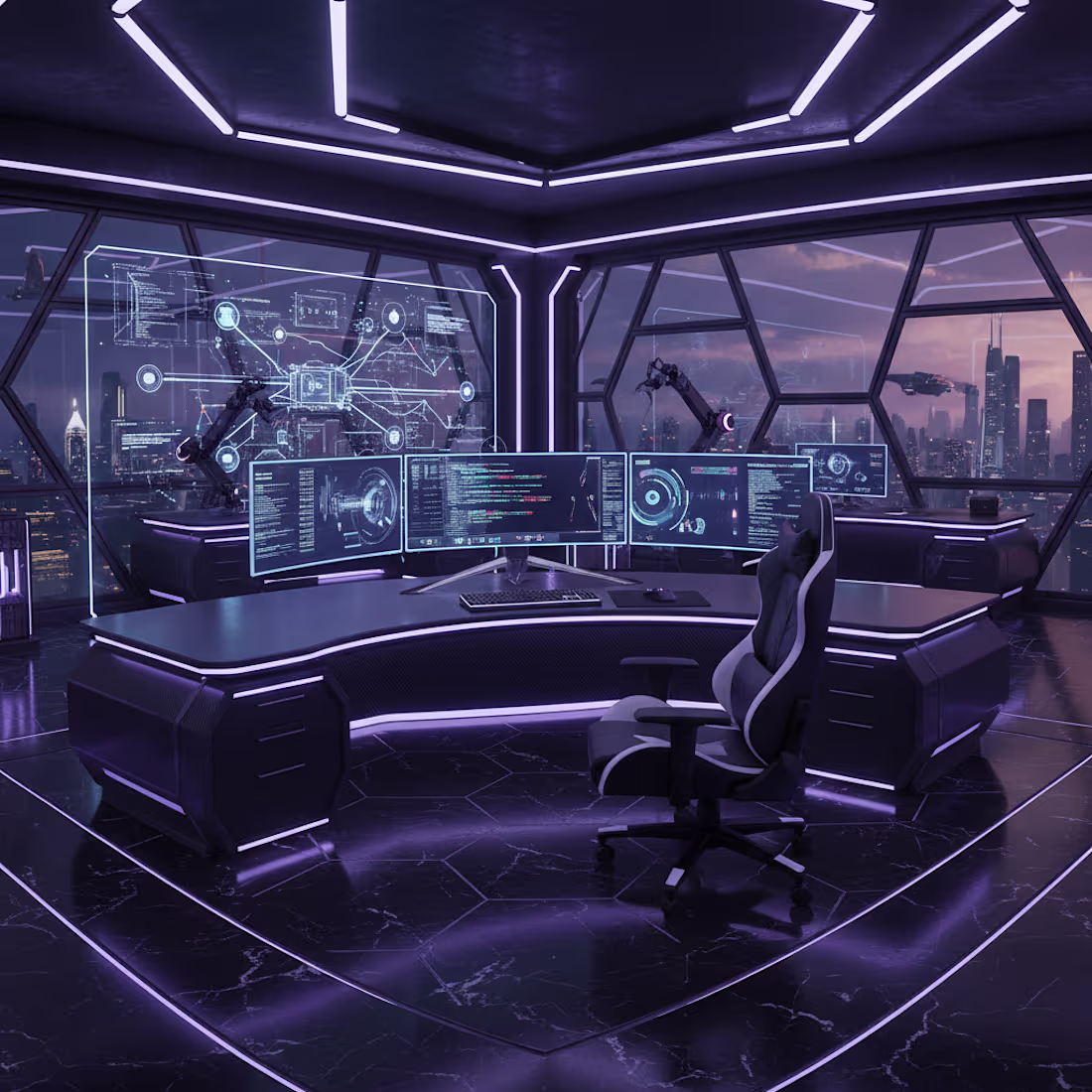 Cover image for "A futuristic, neon-lit sci-fi setup