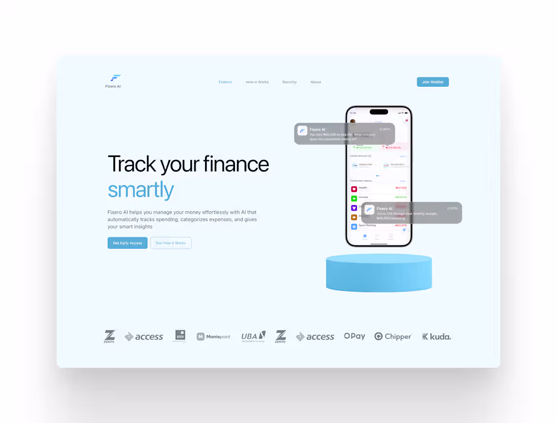 Cover image for Hero section for Fisero AI