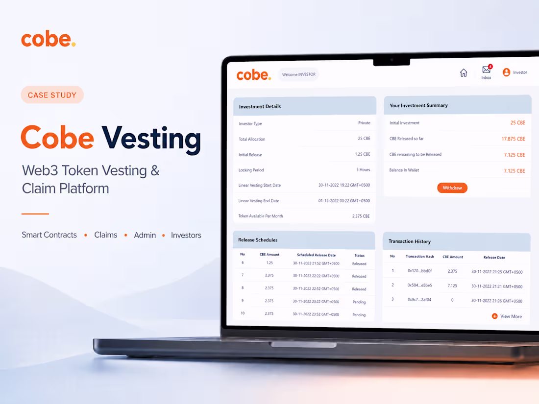Cover image for Cobe Vesting — Web3 Token Vesting & Claim Platform