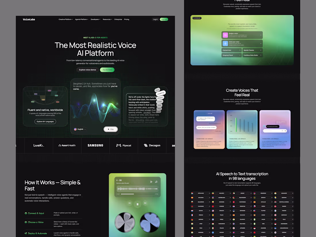 Cover image for AI Voice Generator & Voice Agents Landing page