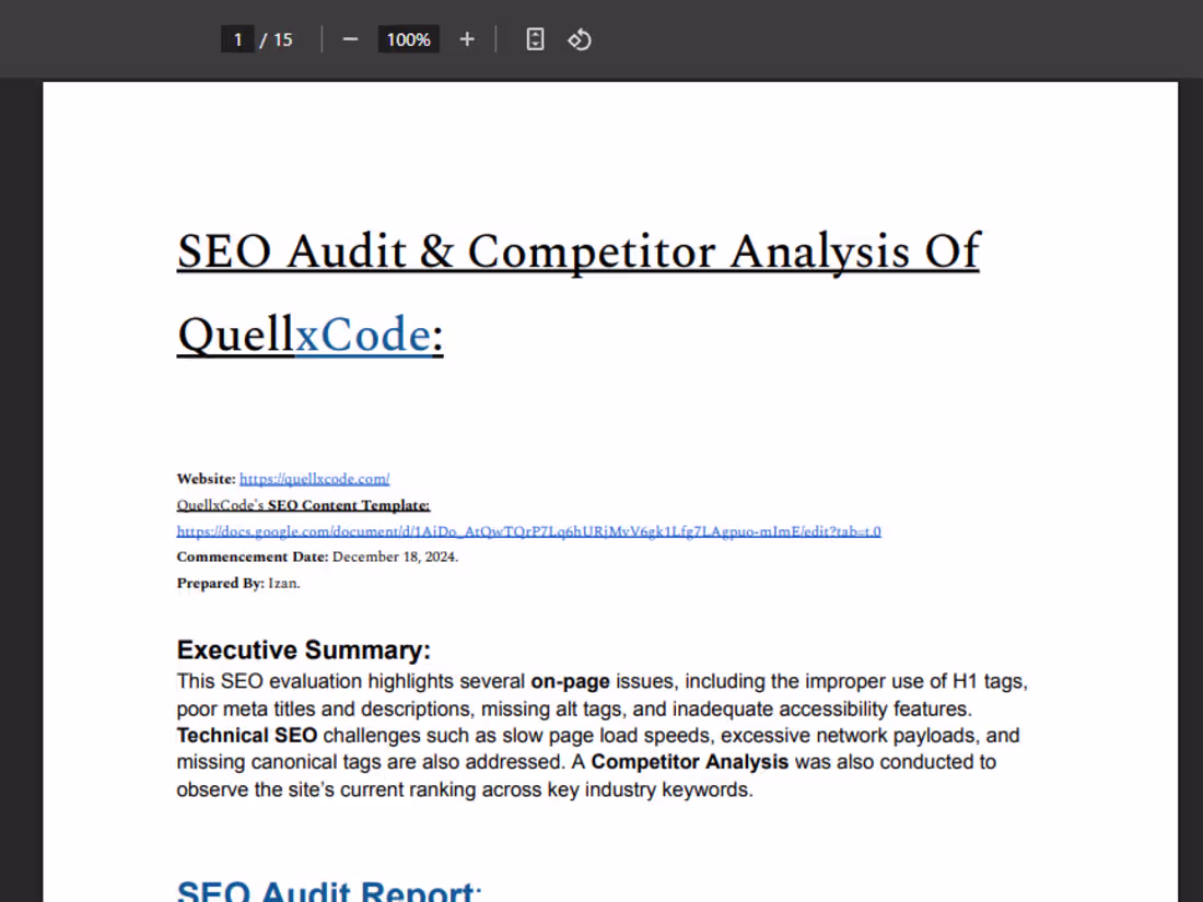 Cover image for SEO Audit & Competitor Analysis
