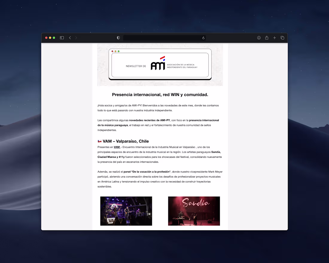 Cover image for Gestión y desarrollo del Email Newsletter mensual de AMI-PY