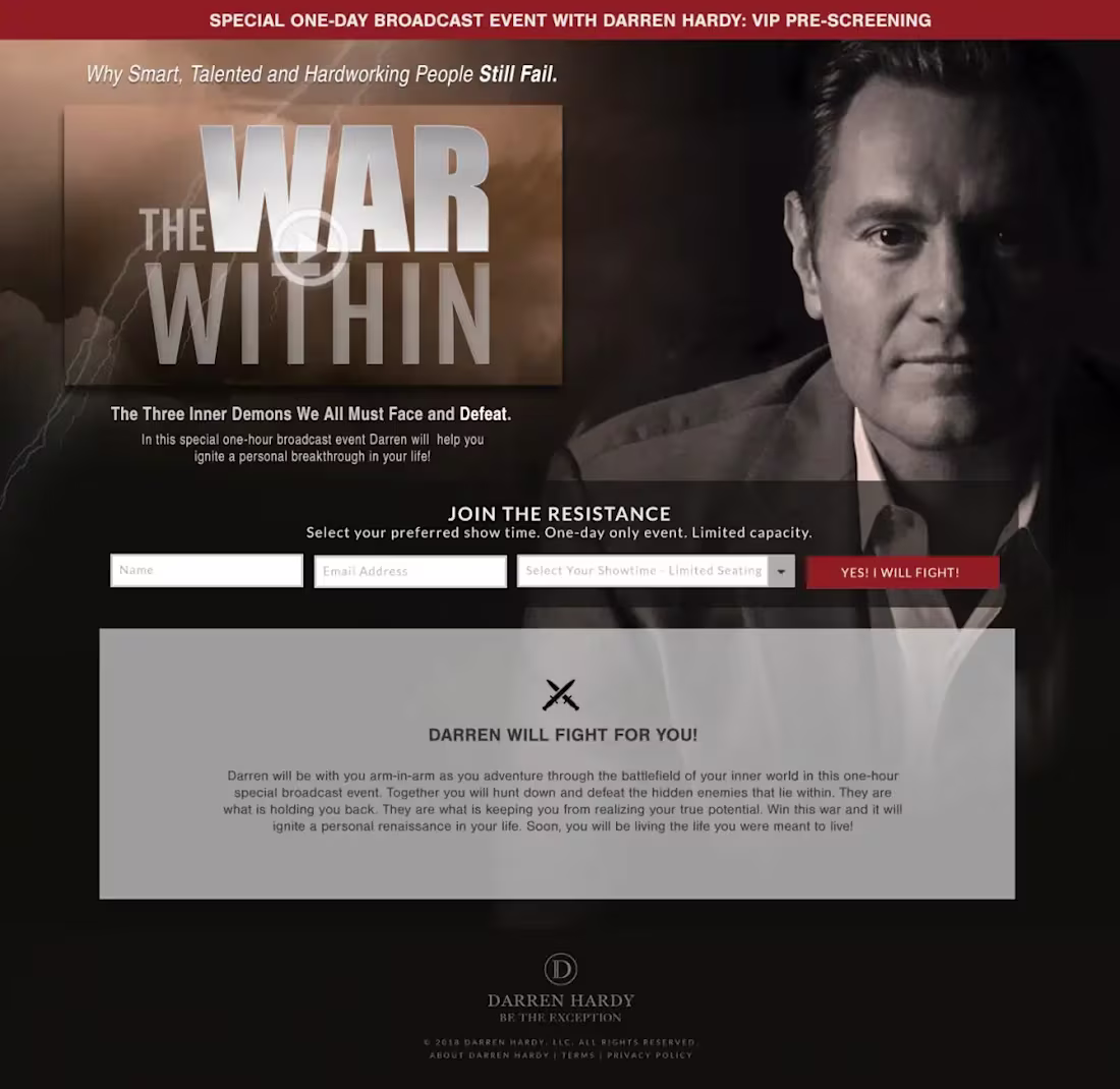 Cover image for Darren Hardy Funnel Design – War Within Series