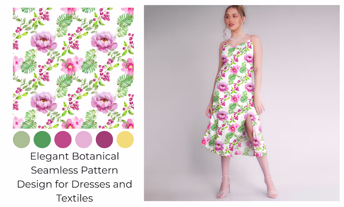 Cover image for :"Elegant Botanical Seamless Pattern designed