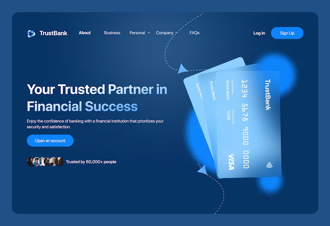 Cover image for TrustBank- a fintech landing page