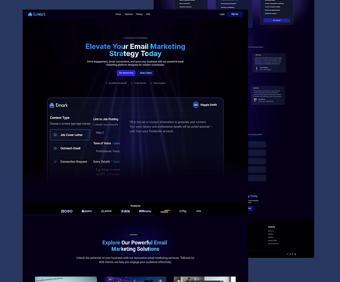 Cover image for Email Marketing SaaS – Dark-Themed Product Design 