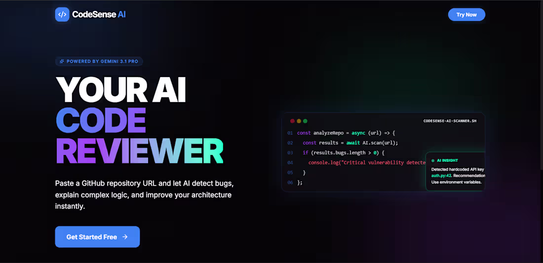 Cover image for CodeSense AI is an AI-powered