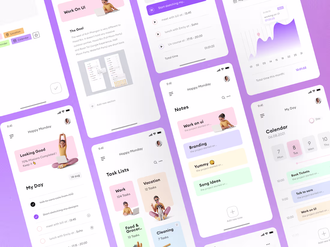 Cover image for Nimble - A Female Centered Productivity App UX Design