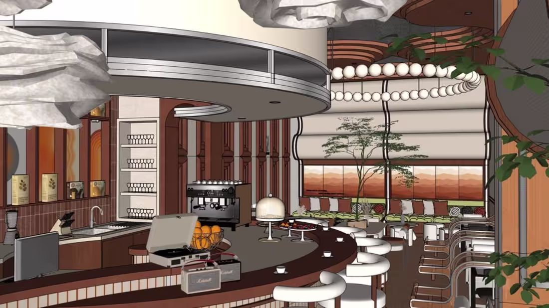 Cover image for 3D Interior Design – Cafe Project 3D interior design for a c...
