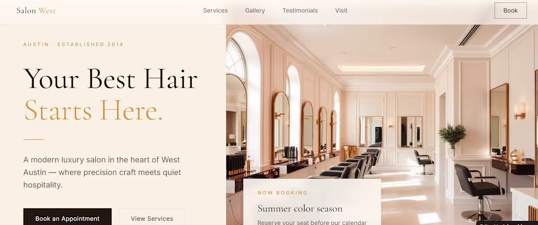 Cover image for Luxurious Salon Website with 24/7 Online Booking System