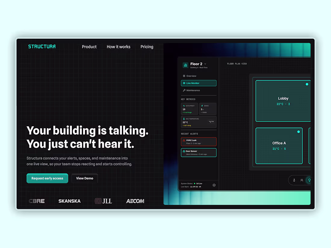 Cover image for Landing page for a building digital-twin SaaS