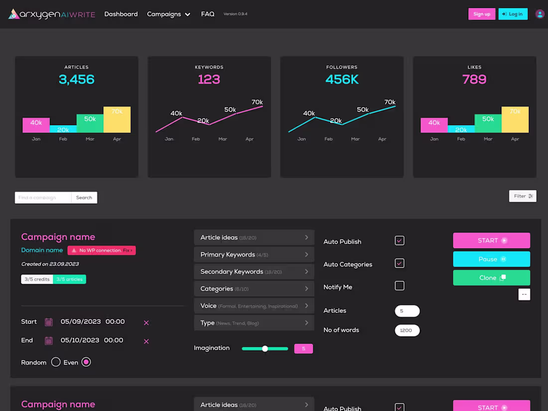 Cover image for Arxygen AIWrite UI/SaaS/Product design