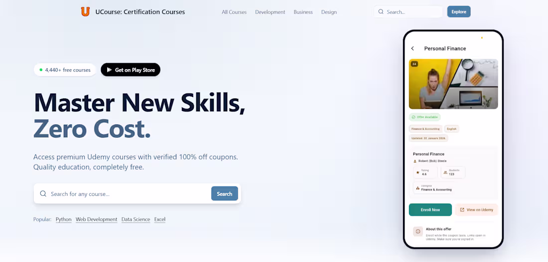 Cover image for Ucourse Free Certificates - Zero