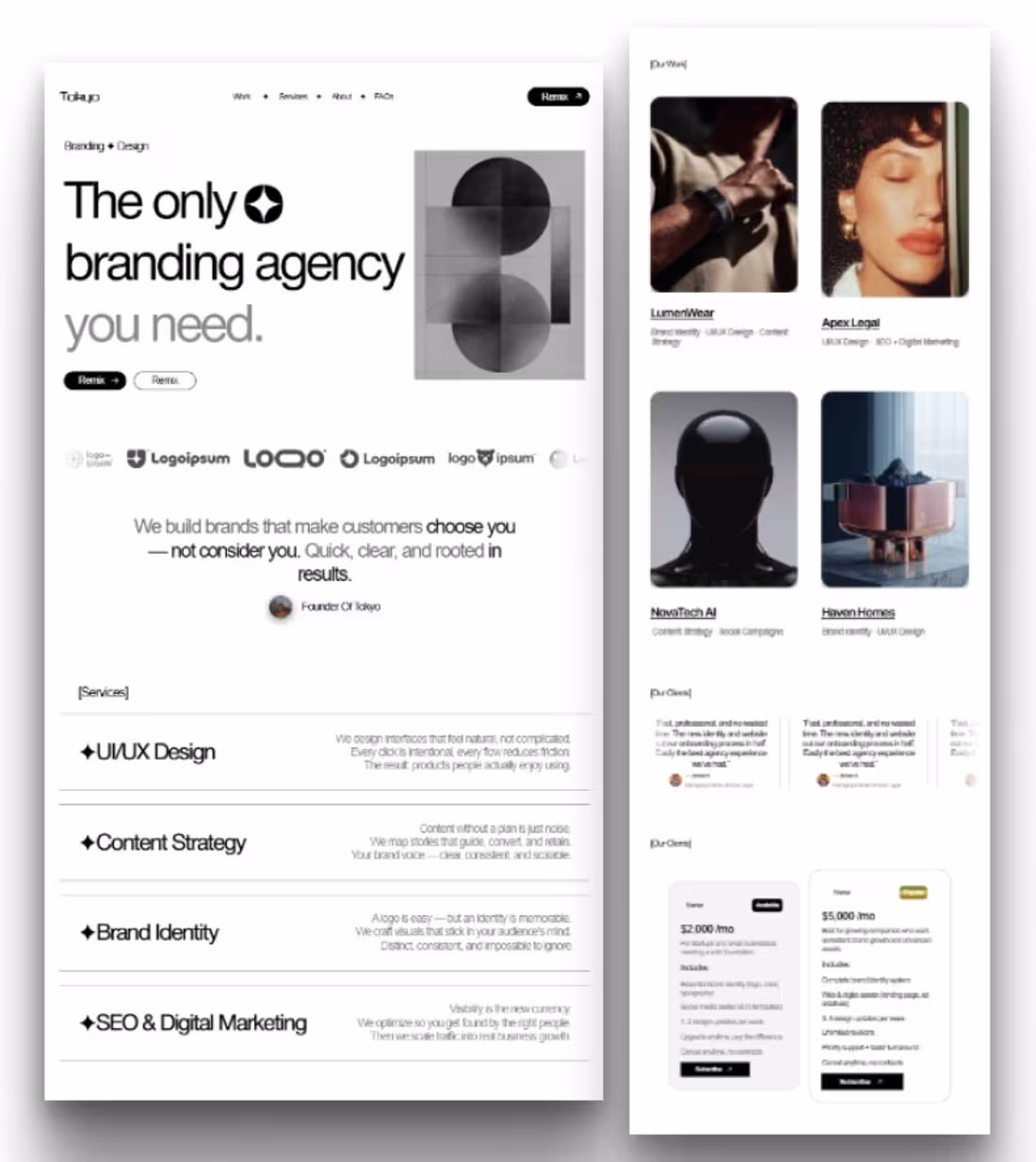 Cover image for Tokyo, a website for a creative agency.