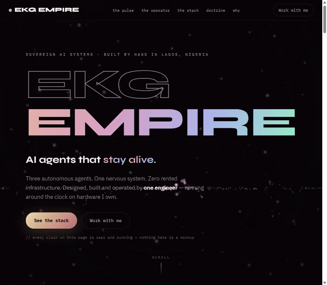 Cover image for EKG Empire — cinematic zero-dependency portfolio site