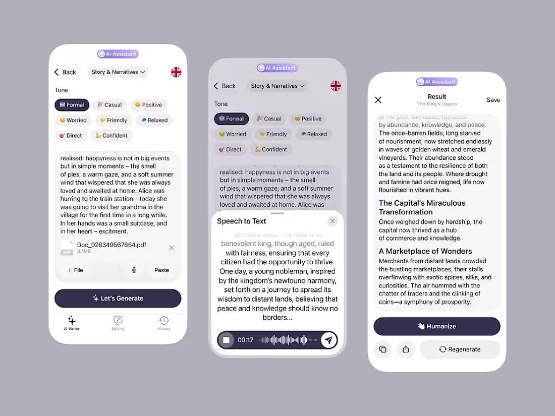Cover image for AI Writing Assistant App Design