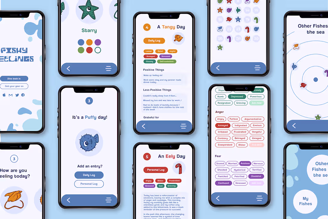Cover image for Fishy Feelings – Mood Tracking App Design 
